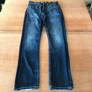 BKE Jake Straight Leg Jean Men 30x30 Blue Low Rise Thick Stitch Dark Wash 18661